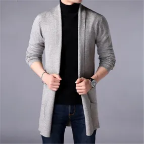 Advbridge Sweater Coats Men New Fashion Autumn Men&#39;s Slim Long Solid Color Knitted Jacket Fashion Men&#39;s Casual Sweater Cardigan Coats