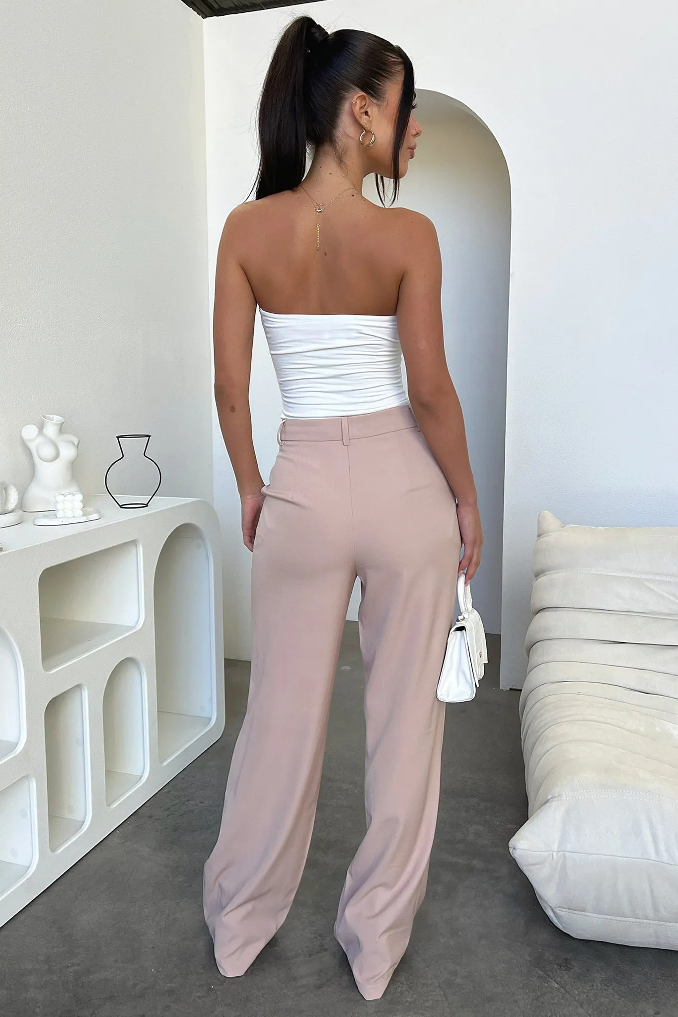 Alaric High Rise Pants - Beige