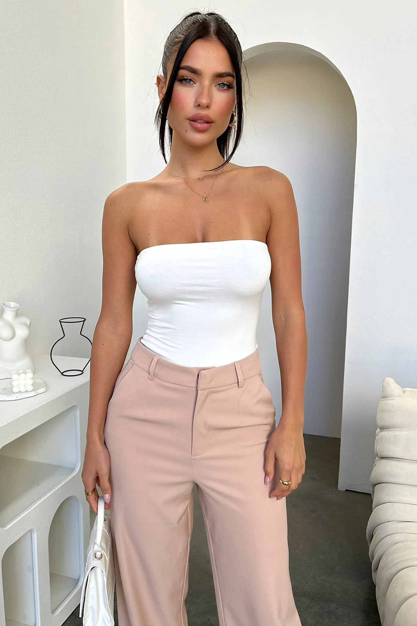 Alaric High Rise Pants - Beige