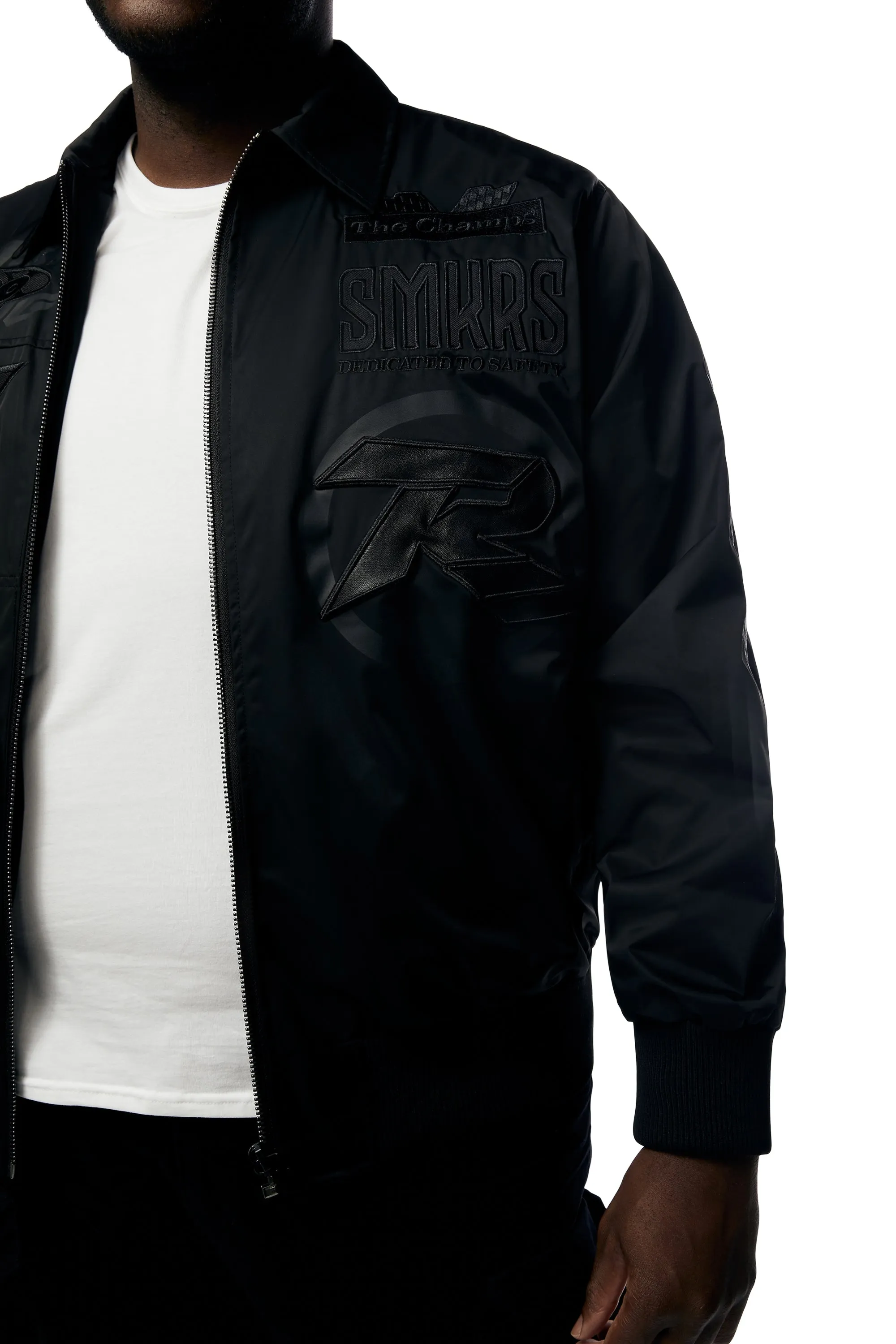 Big and Tall - Windbreaker Racing Jacket - Black