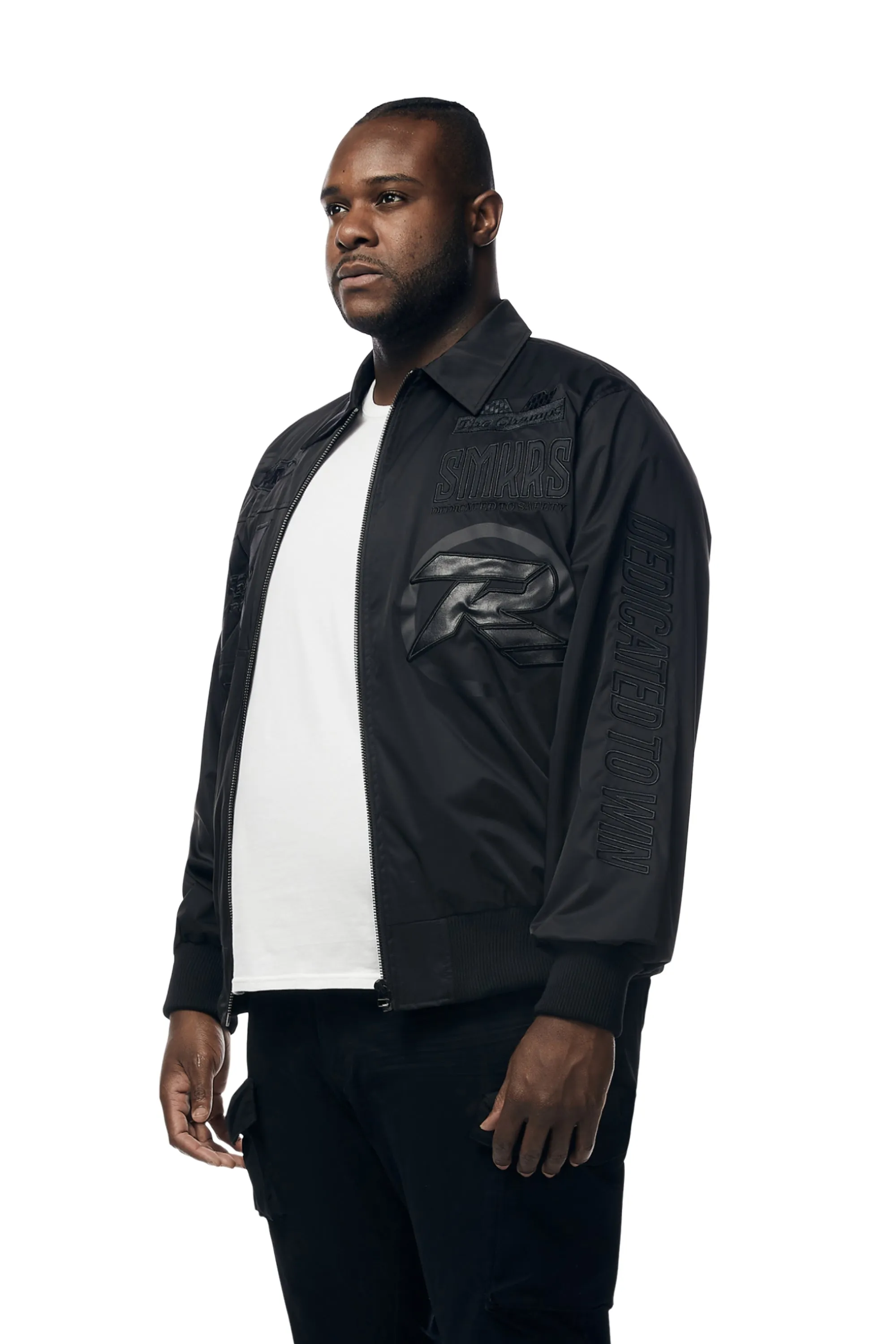 Big and Tall - Windbreaker Racing Jacket - Black