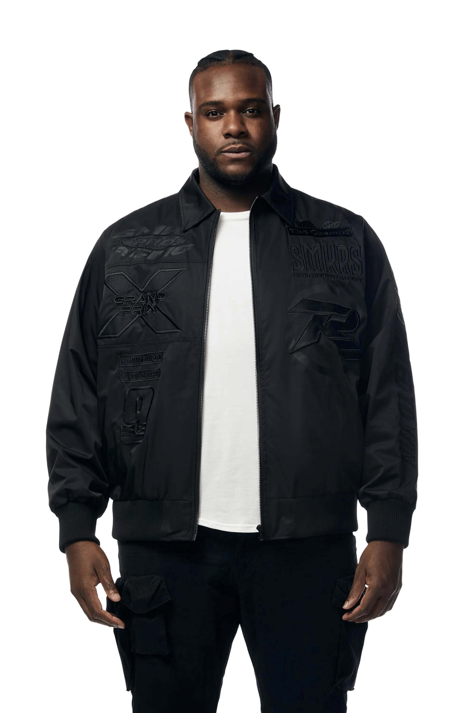 Big and Tall - Windbreaker Racing Jacket - Black
