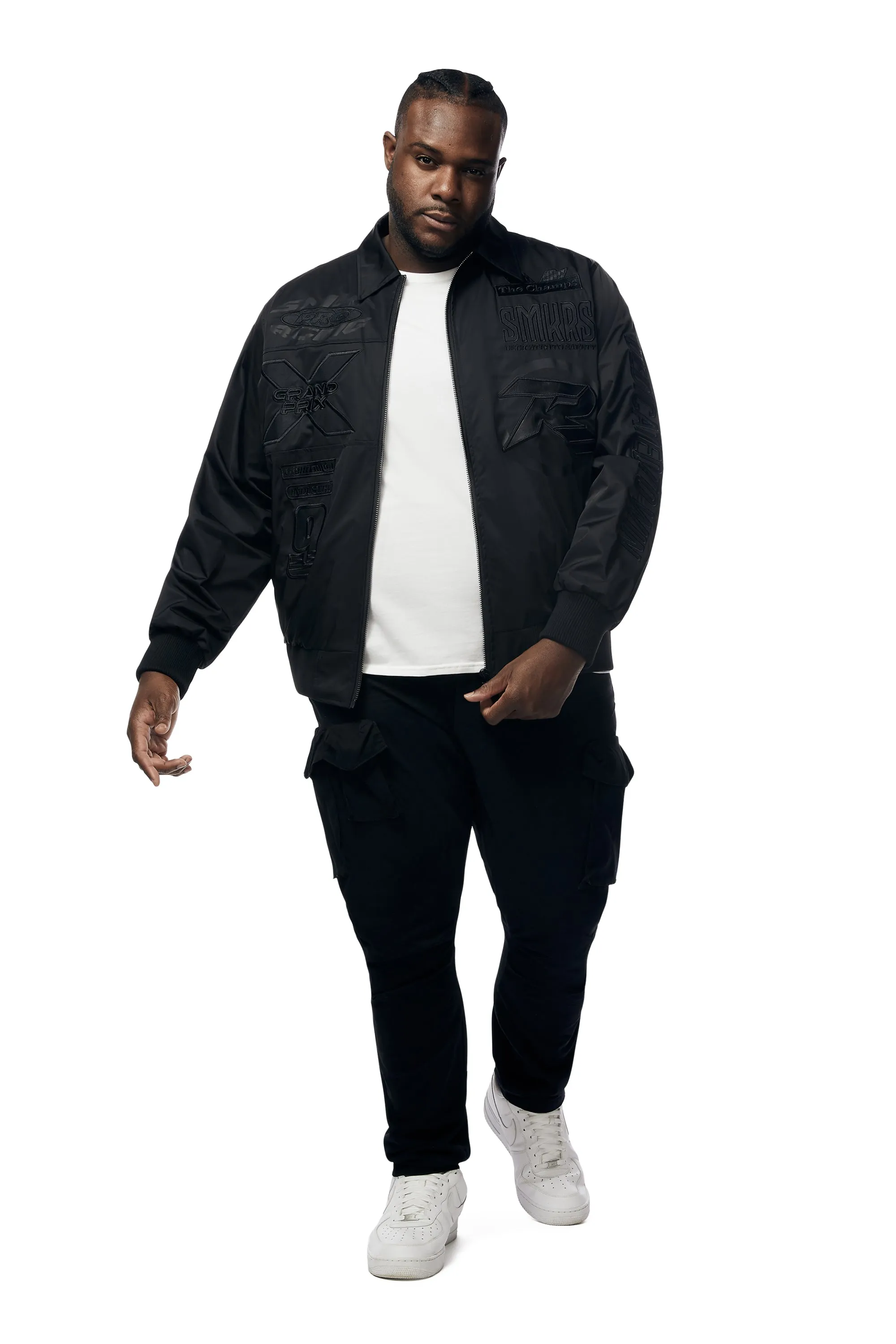 Big and Tall - Windbreaker Racing Jacket - Black