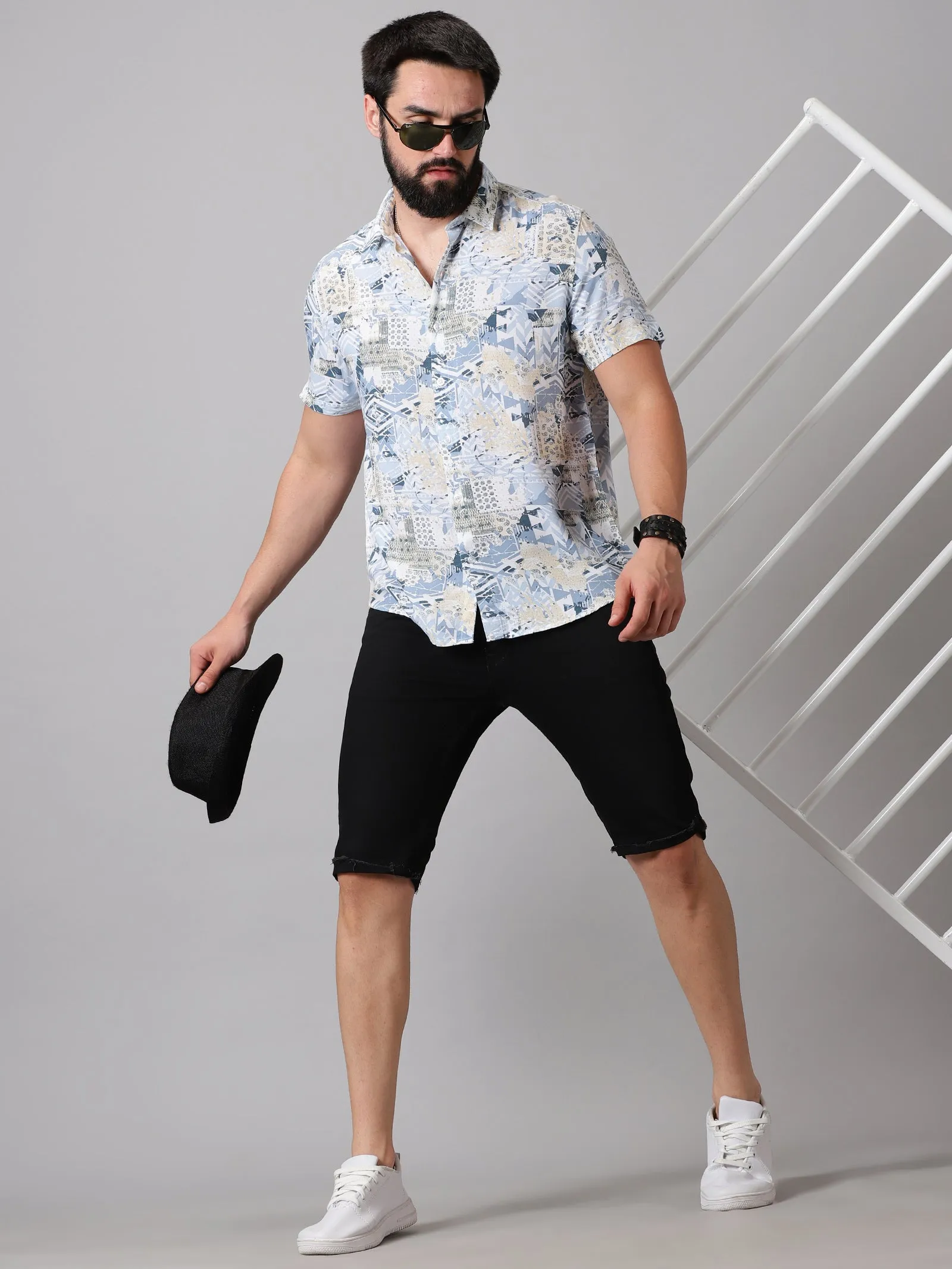 Contemporary Print Half-Sleeve Shirt