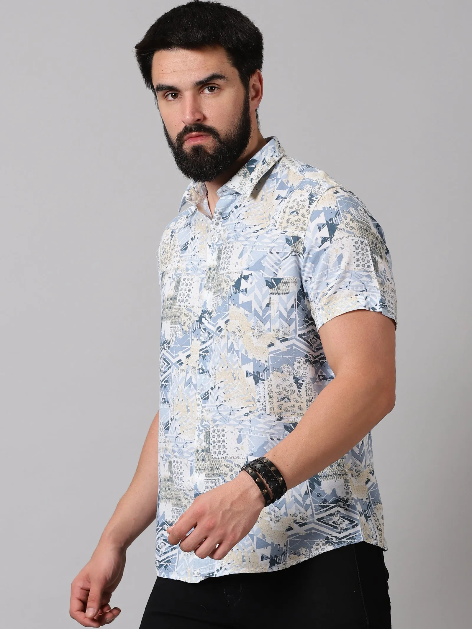 Contemporary Print Half-Sleeve Shirt