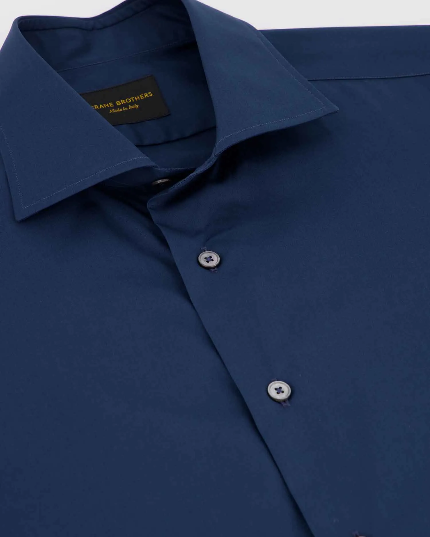 French Navy Poplin Spread Collar Shirt
