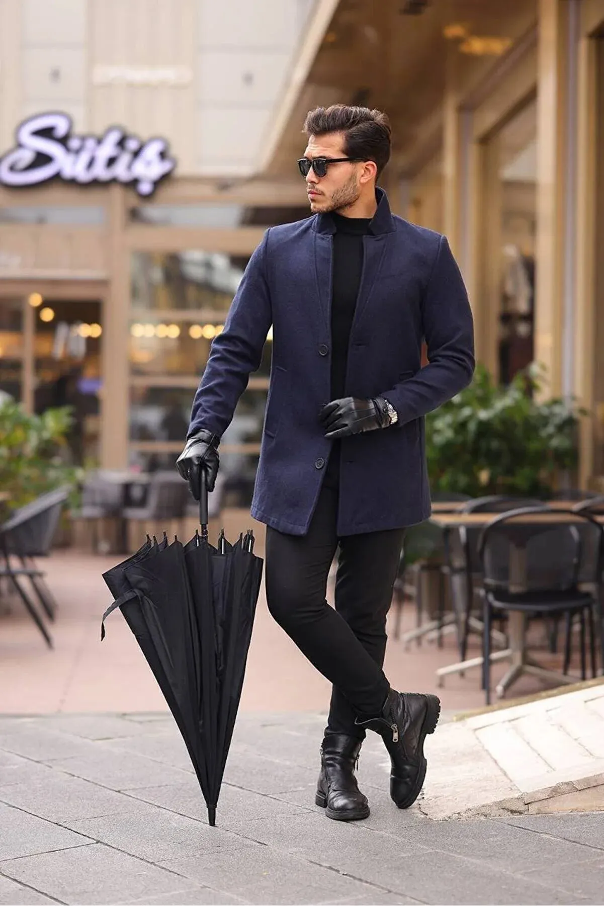 Hello7 Men's Navy Blue Kachet Coat
