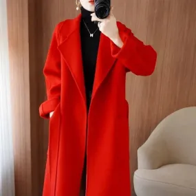 LUXWOMAN 100% Wool Autumn/Winter Cashmere Coat with Belt