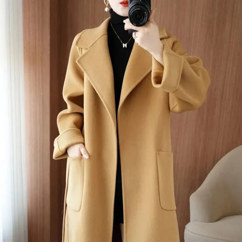 LUXWOMAN 100% Wool Autumn/Winter Cashmere Coat with Belt