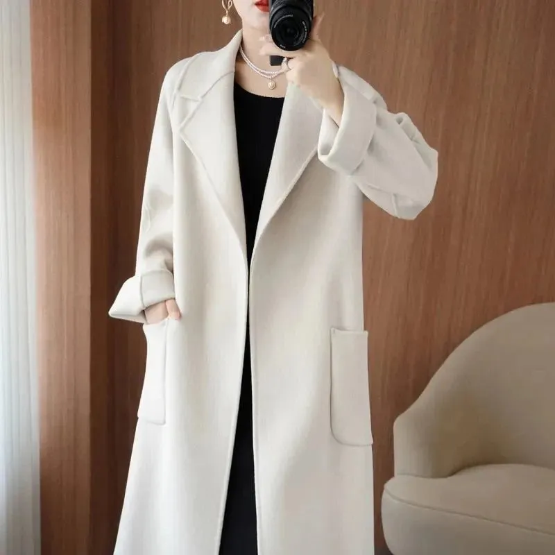 LUXWOMAN 100% Wool Autumn/Winter Cashmere Coat with Belt