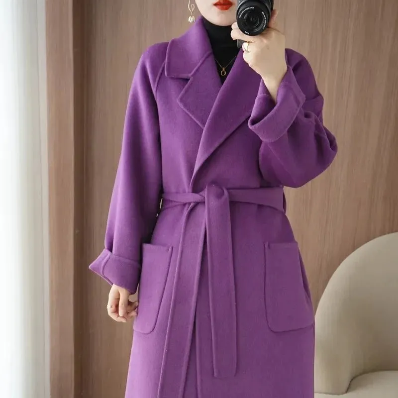 LUXWOMAN 100% Wool Autumn/Winter Cashmere Coat with Belt