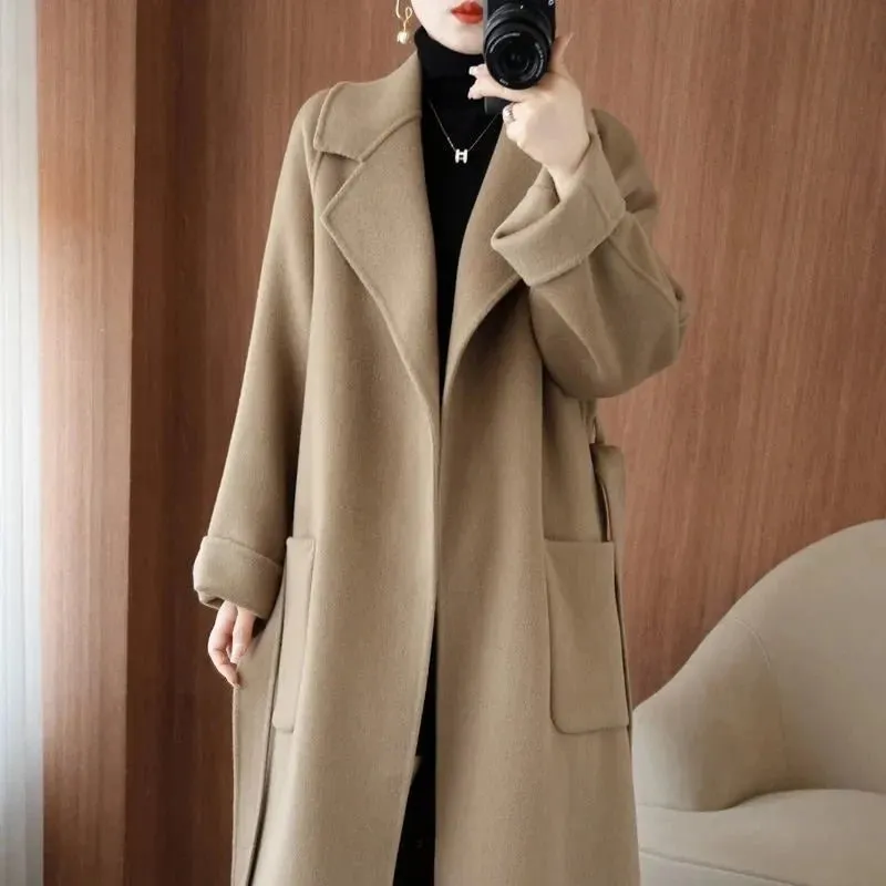 LUXWOMAN 100% Wool Autumn/Winter Cashmere Coat with Belt