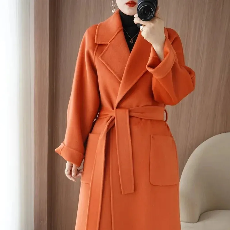 LUXWOMAN 100% Wool Autumn/Winter Cashmere Coat with Belt