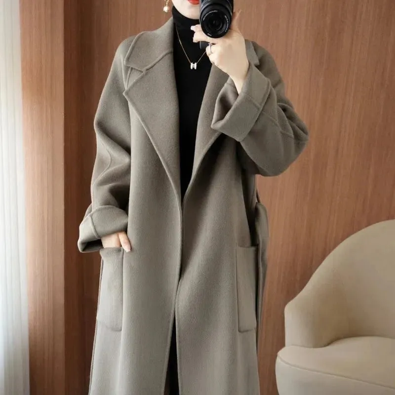 LUXWOMAN 100% Wool Autumn/Winter Cashmere Coat with Belt