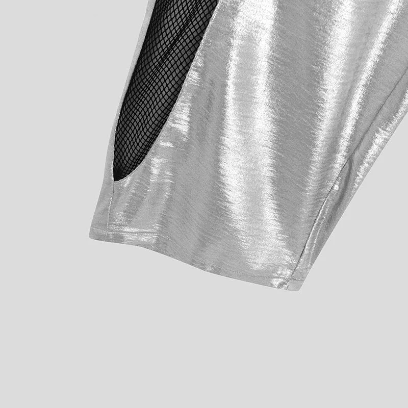 Mesh Spliced Hollow Casual Pants