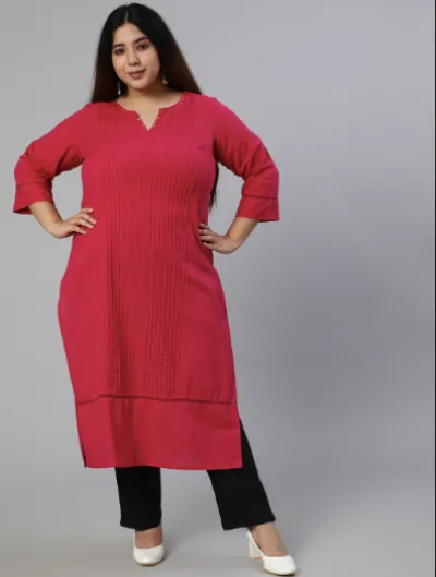 Plus size Pink Cotton Kurti Set UK Next Day