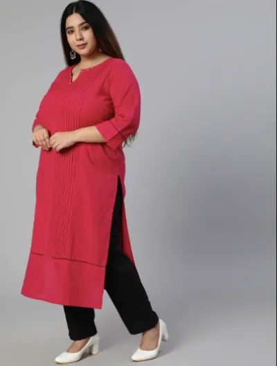 Plus size Pink Cotton Kurti Set UK Next Day