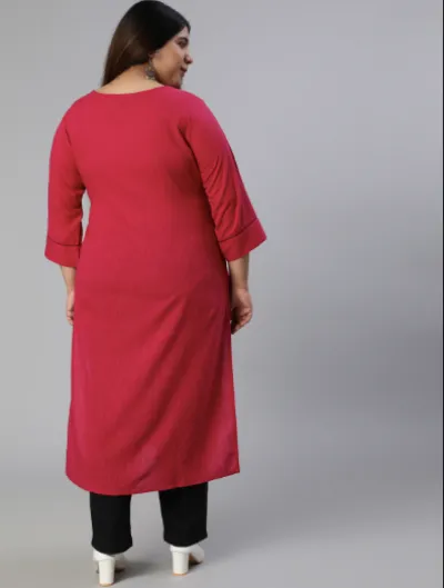 Plus size Pink Cotton Kurti Set UK Next Day