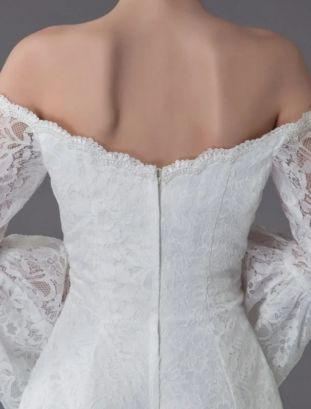 Princess Wedding Dresses Lace Off The Shoulder Long Sleeve A Line Floor Length Bridal Gown Exclusive