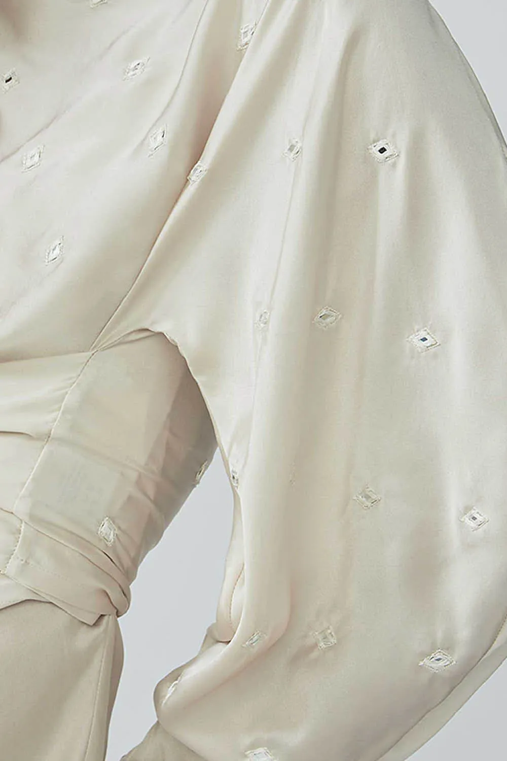 Roohi Embellished Wrap Top in Champagne