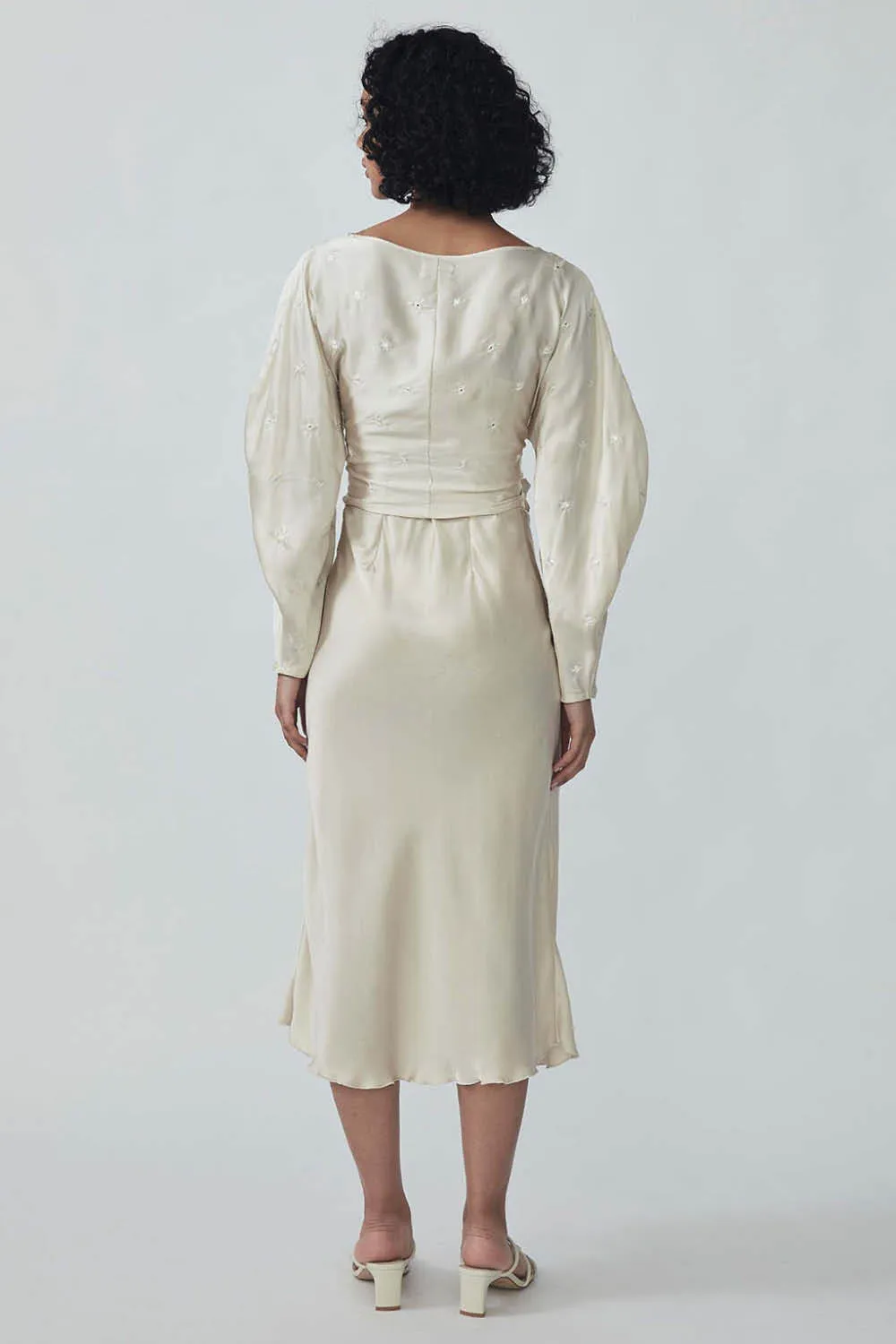 Roohi Embellished Wrap Top in Champagne