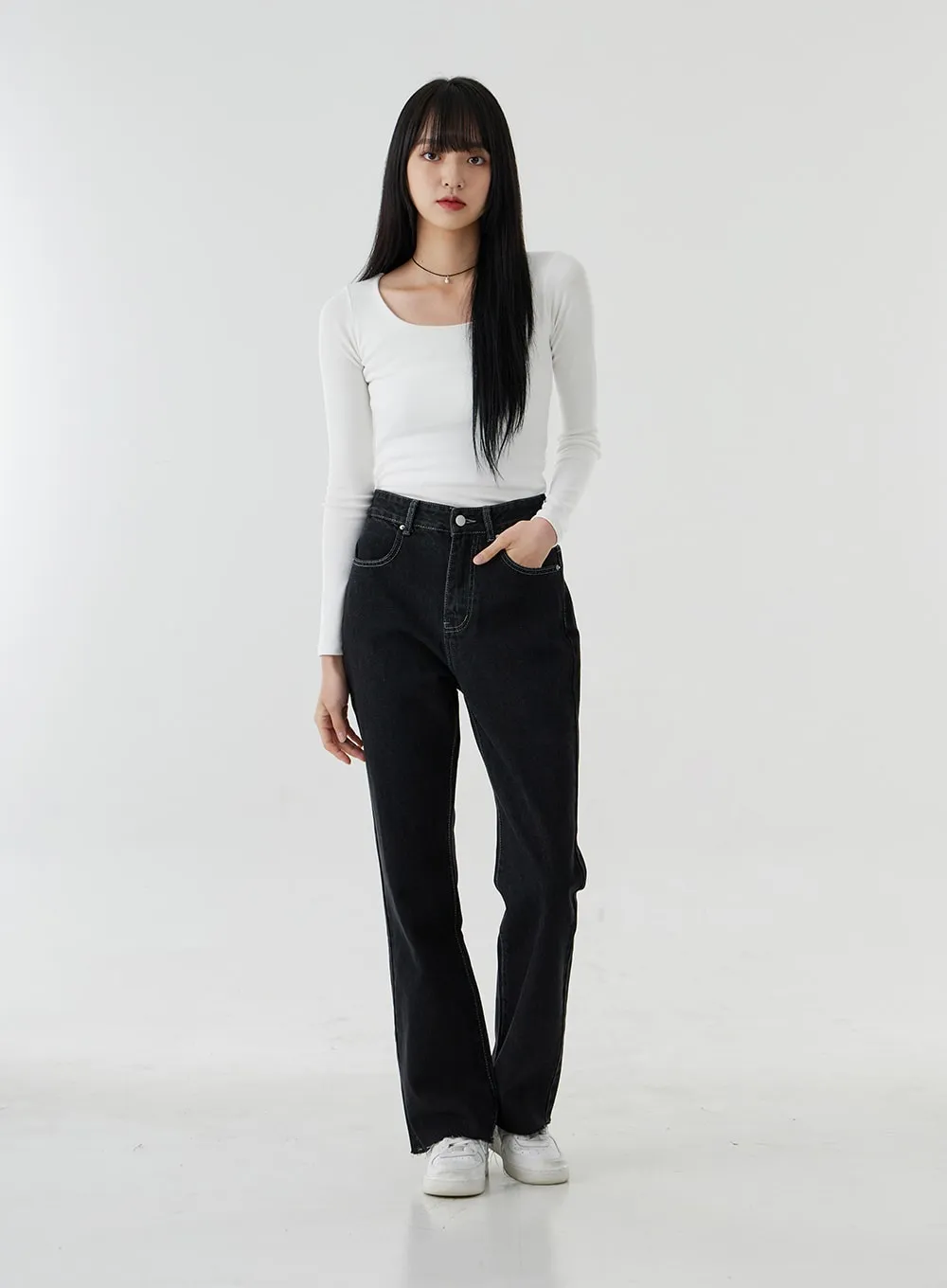 Round Neck Long Sleeve Top OO21