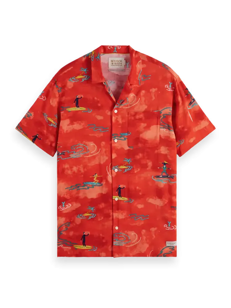 SCOTCH & SODA All Over Printed Viscose Short Sleeve Shirt