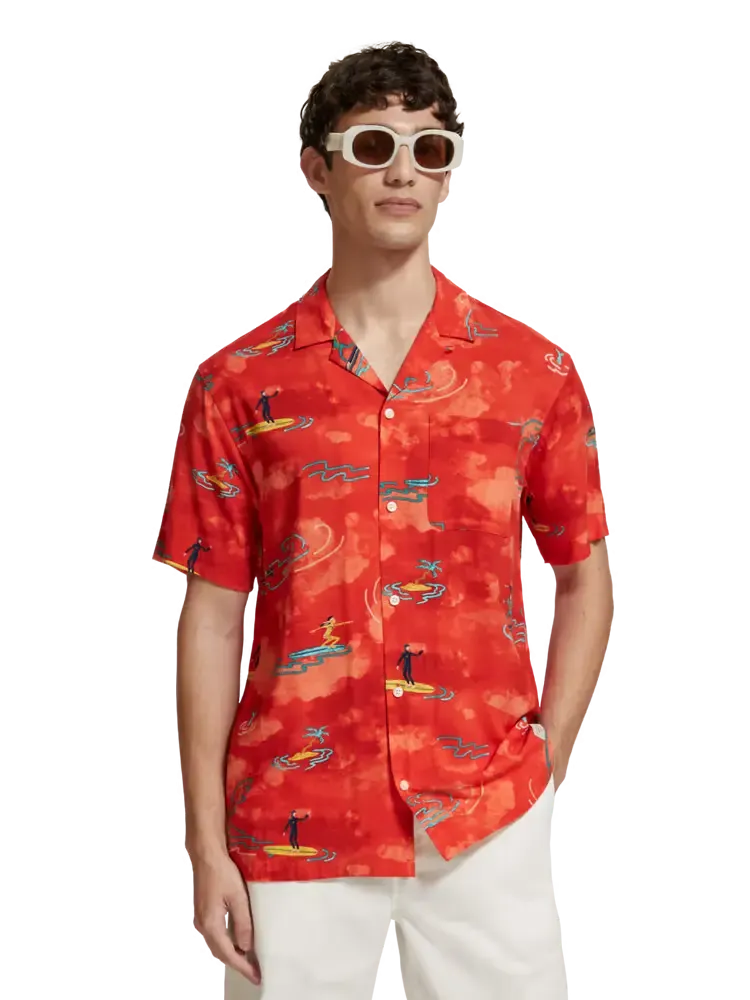 SCOTCH & SODA All Over Printed Viscose Short Sleeve Shirt