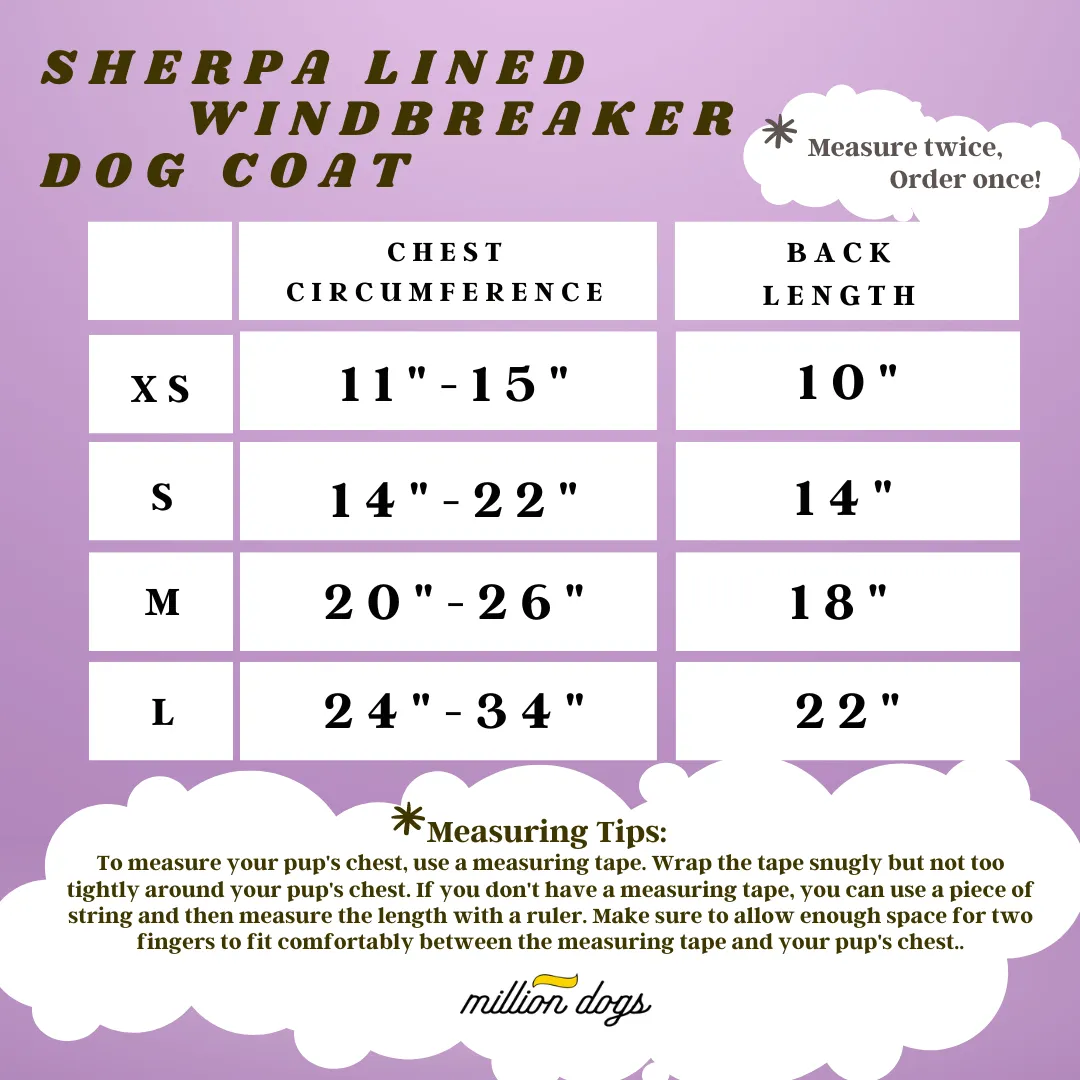 Sherpa Lined Windbreaker Dog Coat - Peach