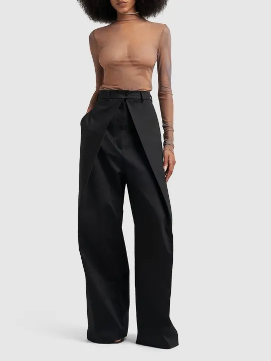 Sportmax   Fanfara cotton twill wide leg pants 