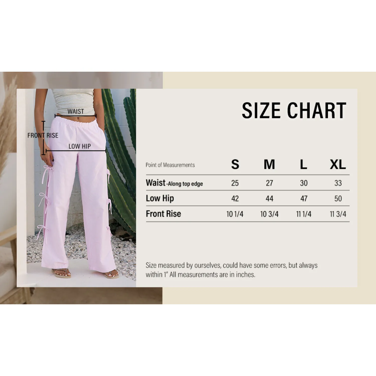 Striped Side Tie Pull-On Cotton Pants - Light Blue